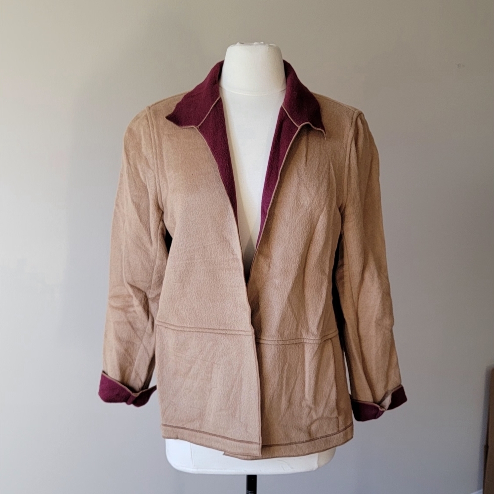 Harve Benard Women's Tan and Burgundy Jacket Size 10